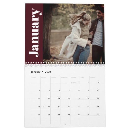 Stijlvol & Modern 2024 Familie Custom Foto Elegant Kalender (Jan 2026)