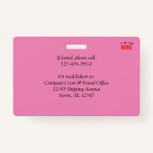 STIJLVOL MODERN AANGEPAST SCHATTIGE HOT PINK GEVER BADGE (Achterkant)