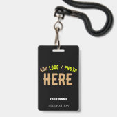 STIJLVOL MODERN AANPASBAAR ZWART GECERTIFICEERD ME BADGE (Voorzijde met lanyard)