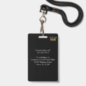 STIJLVOL MODERN AANPASBAAR ZWART GECERTIFICEERD ME BADGE (Achterkant met lanyard)