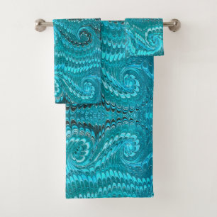 Stijlvol modern Abstract blauw wervelingen marmere Bad Handdoek
