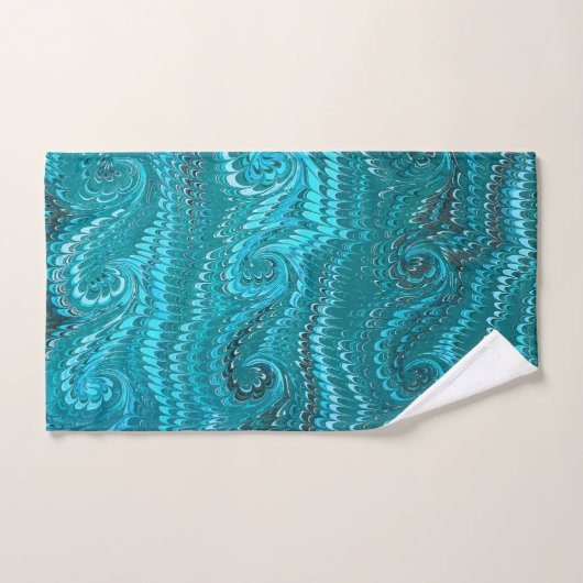 Stijlvol modern Abstract blauw wervelingen marmere Bad Handdoek (Handdoek)
