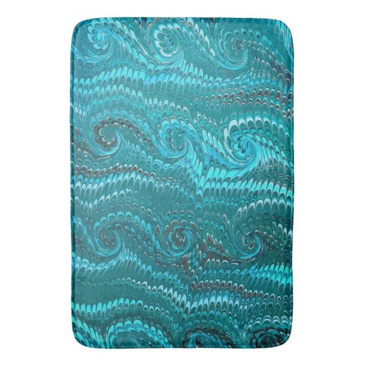 Stijlvol modern Abstract blauw wervelingen marmere Badmat (Voorkant Verticaal)