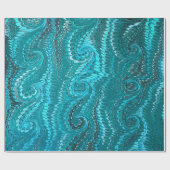 Stijlvol modern Abstract blauw wervelingen marmere Cadeaupapier (Vlak)