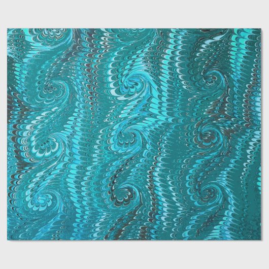 Stijlvol modern Abstract blauw wervelingen marmere Cadeaupapier (Vlak)