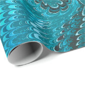 Stijlvol modern Abstract blauw wervelingen marmere Cadeaupapier (Rol Hoek)