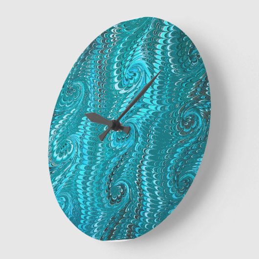 Stijlvol modern Abstract blauw wervelingen marmere Grote Klok (Hoek)