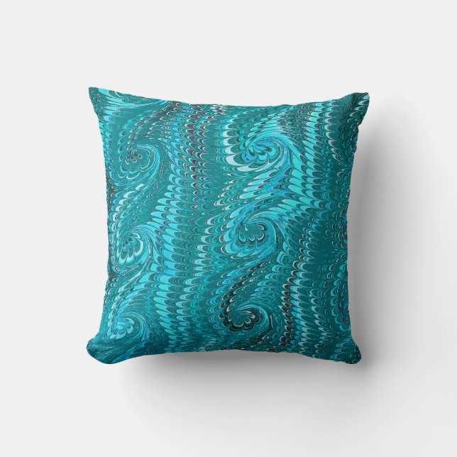 Stijlvol modern Abstract blauw wervelingen marmere Kussen (Voorkant)