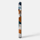 Stijlvol modern abstract blauwgroen en bronzen lin iPhone hoesje (Linkerkant)