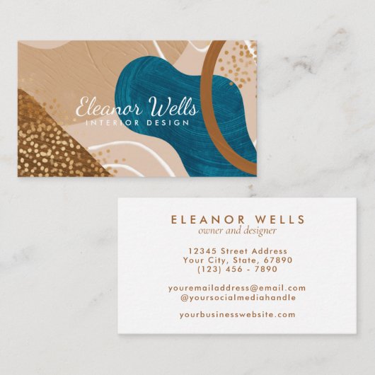 Stijlvol Modern Abstract Creatief Hedendaags Visitekaartje (Voorkant / Achterkant)