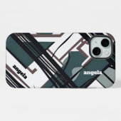 Stijlvol modern abstract expressionistisch groen z iPhone hoesje (Achterkant horizontaal)