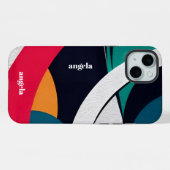 Stijlvol modern abstract geometrisch blauwgroen, b iPhone hoesje (Achterkant horizontaal)