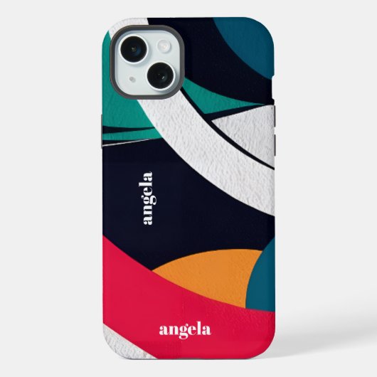 Stijlvol modern abstract geometrisch blauwgroen, b iPhone hoesje (Achterkant)