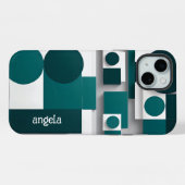 Stijlvol modern abstract geometrisch blauwgroen wi iPhone hoesje (Achterkant horizontaal)