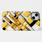 Stijlvol modern abstract geometrisch geel en zwart iPhone hoesje (Achterkant horizontaal)