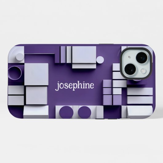 Stijlvol modern abstract geometrisch lavendelwit iPhone hoesje (Achterkant horizontaal)