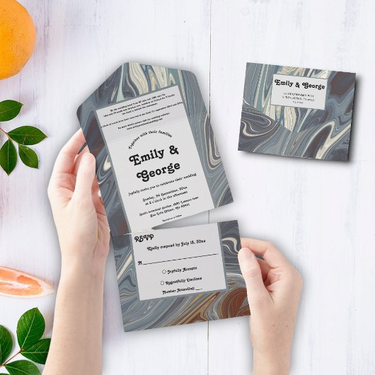 Stijlvol modern Abstract schilderend chic Wedding All In One Uitnodiging