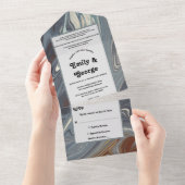 Stijlvol modern Abstract schilderend chic Wedding All In One Uitnodiging (Afscheurbaar)