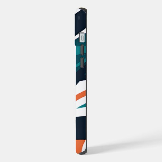 Stijlvol modern abstract sinaasappel blauwgroen zw iPhone hoesje (Linkerkant)