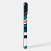 Stijlvol modern abstract sinaasappel blauwgroen zw iPhone hoesje (Rechterkant)