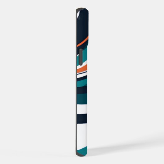 Stijlvol modern abstract sinaasappel blauwgroen zw iPhone hoesje (Rechterkant)