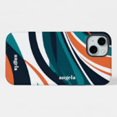 Stijlvol modern abstract sinaasappel blauwgroen zw iPhone hoesje (Achterkant horizontaal)