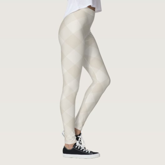 Stijlvol Modern Beige Offwhite Argyle Patroon Leggings (Rechts)