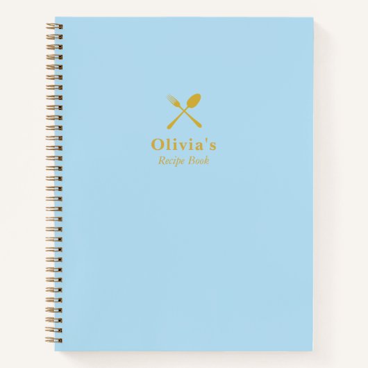 Stijlvol modern blauw en goudblanco recept boek (Voorkant)