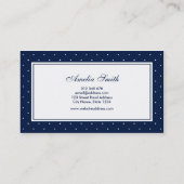 Stijlvol Modern Blauw & Wit Polka Dot rood lint Visitekaartje (Achterkant)