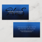Stijlvol modern blauw zwart monogram Professional Visitekaartje (Voorkant / Achterkant)