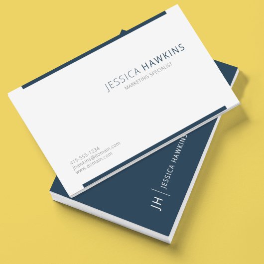 Stijlvol modern blok Indigo Navy Blue Professional Visitekaartje