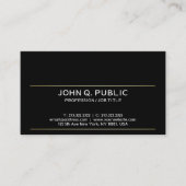 Stijlvol Modern Clean Design Gouden Strepen Zwart Visitekaartje (Voorkant)