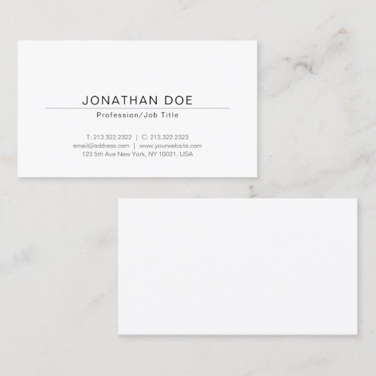 Stijlvol, modern design, Trendy Plain Visitekaartje (Voorkant / Achterkant)