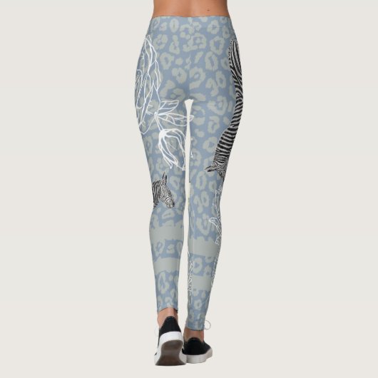 Stijlvol, modern, eclectisch  blauw grijs leggings (Achterkant)