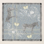 Stijlvol modern eclectisch  blauw grijs sjaal<br><div class="desc">Stijlvolle en moderne chiffon sjaal heeft een chique bohemien eclectisch design met zebra's,  vlinders,  luipaardprint en bloemige omtrek in  blauw en grijs en een elegante zwart-witte rand van het controlepatroon. Exclusief voor u ontworpen door Happy Dolphin Studio.</div>