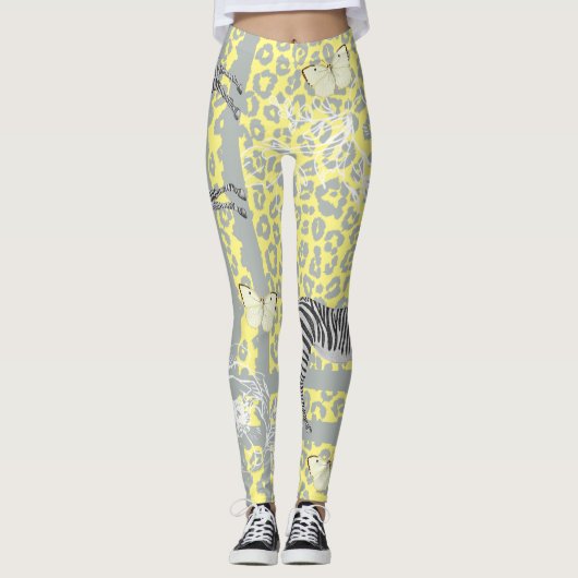 Stijlvol modern Eclectisch Geel Leggings (Voorkant)