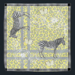 Stijlvol modern eclectisch geel pasteel bandana<br><div class="desc">Stijlvolle en moderne chiffon bandana is voorzien van een chic bohemian eclectic design met zebra's,  vlinders,  luipsplaten en bloemkool in pastelgeel en grijs en een elegant zwart-wit vinkje. Exclusief voor u ontworpen door Happy Dolphin Studio.</div>