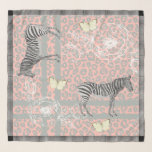 Stijlvol modern eclectisch pasta roze grijs sjaal<br><div class="desc">Stijlvolle en moderne chiffon sjaal heeft een chique bohemian eclectisch design met zebra's,  vlinders,  luipaardprint en bloemencontour in pastelroze en grijs en een elegante zwart-witte rand van het ruitpatroon. Exclusief voor u ontworpen door Happy Dolphin Studio.</div>