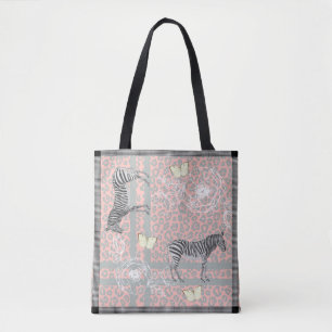 Stijlvol modern eclectisch pasta roze grijs tote bag