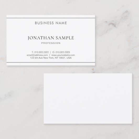 Stijlvol, modern, eenvoudig design visitekaartje (Voorkant / Achterkant)