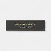 Stijlvol Modern Eenvoudig Ontwerp Zwart en Goud Tr Deurbordje (Voorkant)