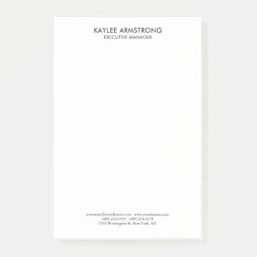 Stijlvol Modern Eenvoudig Wit Professioneel Post-it® Notes (Voorkant)