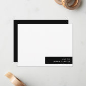 Stijlvol, modern, eenvoudig zwart-wit notitiekaartje (Voorkant / Achterkant in situ)