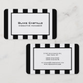 Stijlvol modern Elegant Black White Striped Visitekaartje (Voorkant / Achterkant)