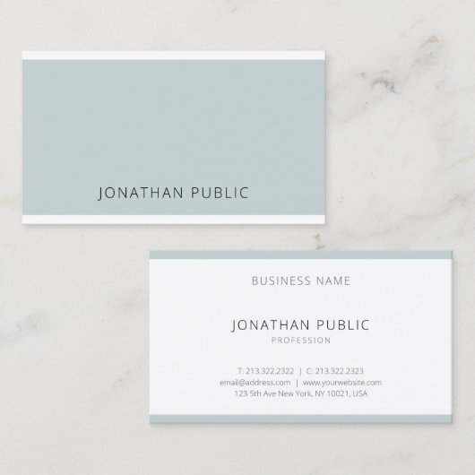 Stijlvol Modern Elegant Blauw Groen Minimalistisch Visitekaartje (Voorkant / Achterkant)