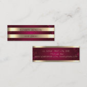 Stijlvol, modern elegant Gold Striped, rood Mini Visitekaartje (Voorkant / Achterkant)