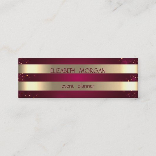 Stijlvol, modern elegant Gold Striped, rood Mini Visitekaartje (Voorkant)
