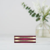 Stijlvol, modern elegant Gold Striped, rood Mini Visitekaartje (Staand voorkant)