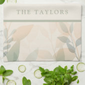 Stijlvol Modern Elegant Mooi Botanisch Patroon Theedoek (Gevouwen)