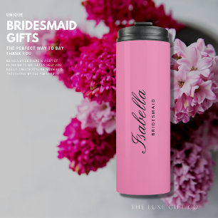 Stijlvol Modern Elegant Roze Bruidsmeisje Monogram Thermosbeker